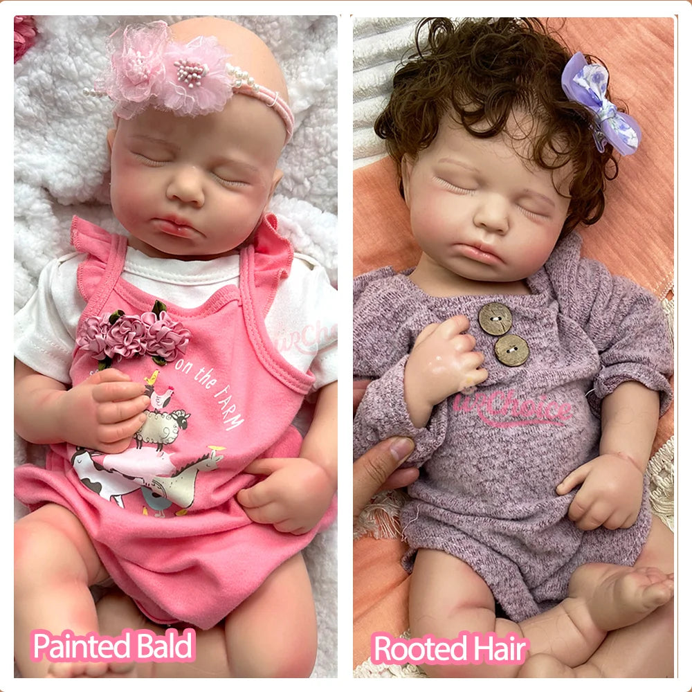 20" Realistic Full Silicone Reborn Baby Boy/Girl Rooted Hair Soft Newborn Doll Open Mouth Pacifier For Christmas Surprise Gift