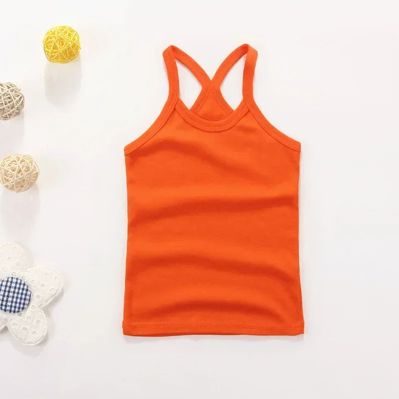 Kids Cotton Sleeveless Tank Top – Solid Colours, 2–11 Years