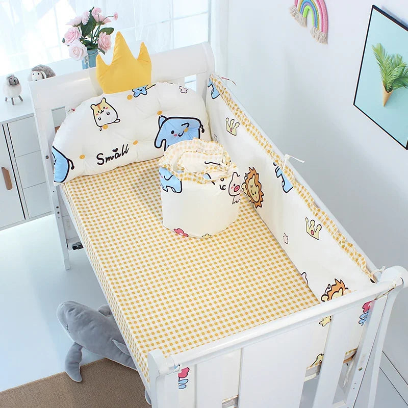 5pcs Nordic Crown Cushion Cot Bumpers Baby Bed Bedding Kit Baby Bedding Cotton Removable Washable Baby Crib Side Protector Set