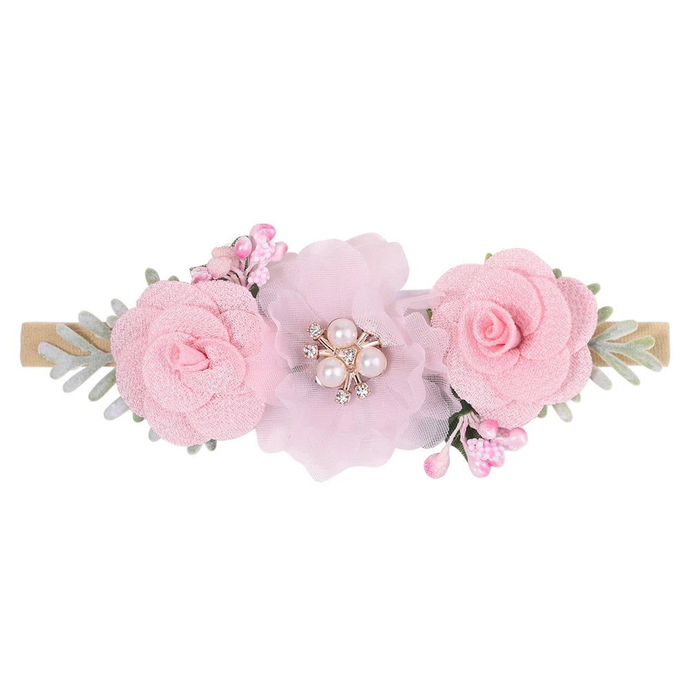 Headband Canvas And Nylon Elastic Artificial Flower Snag-Free