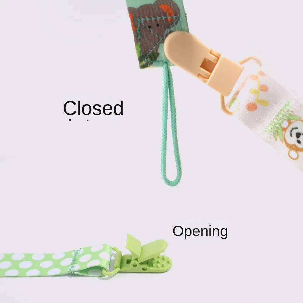Cute Cartoon Baby Pacifier Clips Ribbon Adjustable Dummy Clip Anti-drop Buckle Strap Fixed Button Pacifier Chain