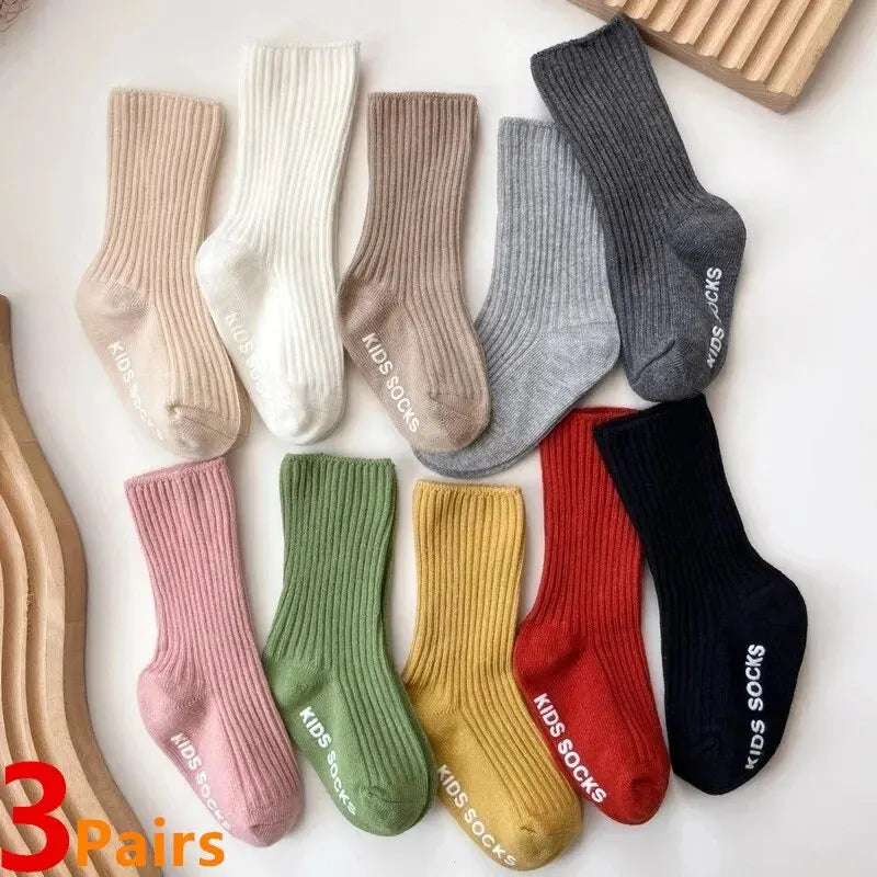 Baby Non-Slip Socks 3-Pack – Cotton Blend, 0–3 Years