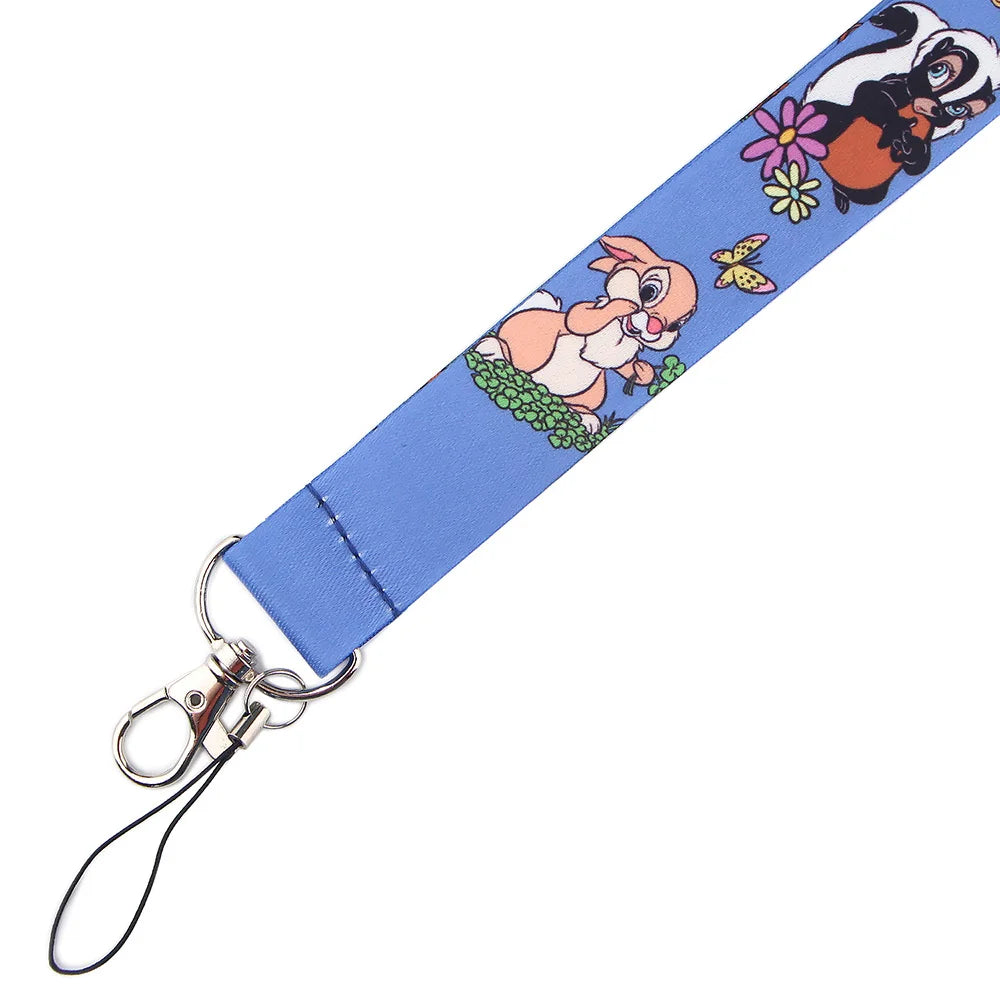 Cartoon Bambi Neck Straps Lanyard Keychain ID Credit Card Cover Pass Mobile Phone Key Ring Badge Holder Jewelry Accessories