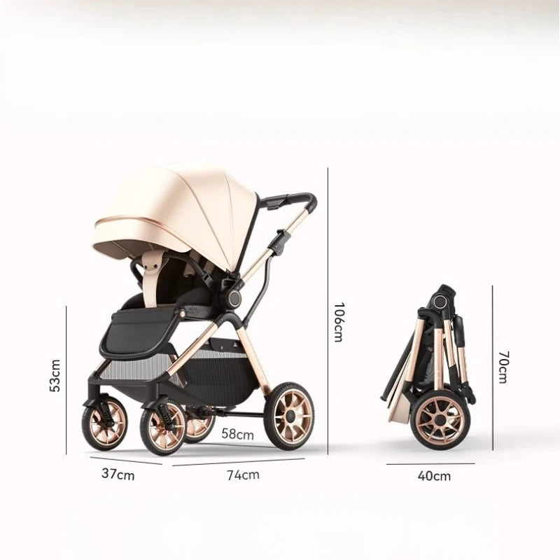 2025 New High-view Baby Stroller Can Sit or Lie Down Two-way Push, Lightweight, Foldable and Portable Baby Stroller