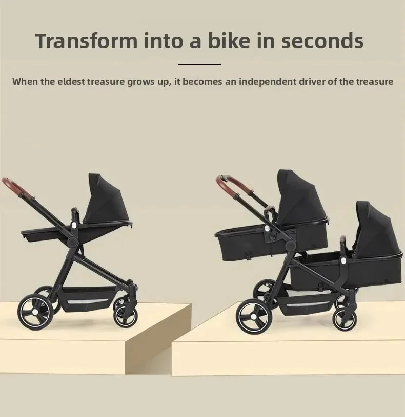 3in1 Twins baby stroller with car seat Lightweight small folded carry on baby carriage multifunctional baby strollers