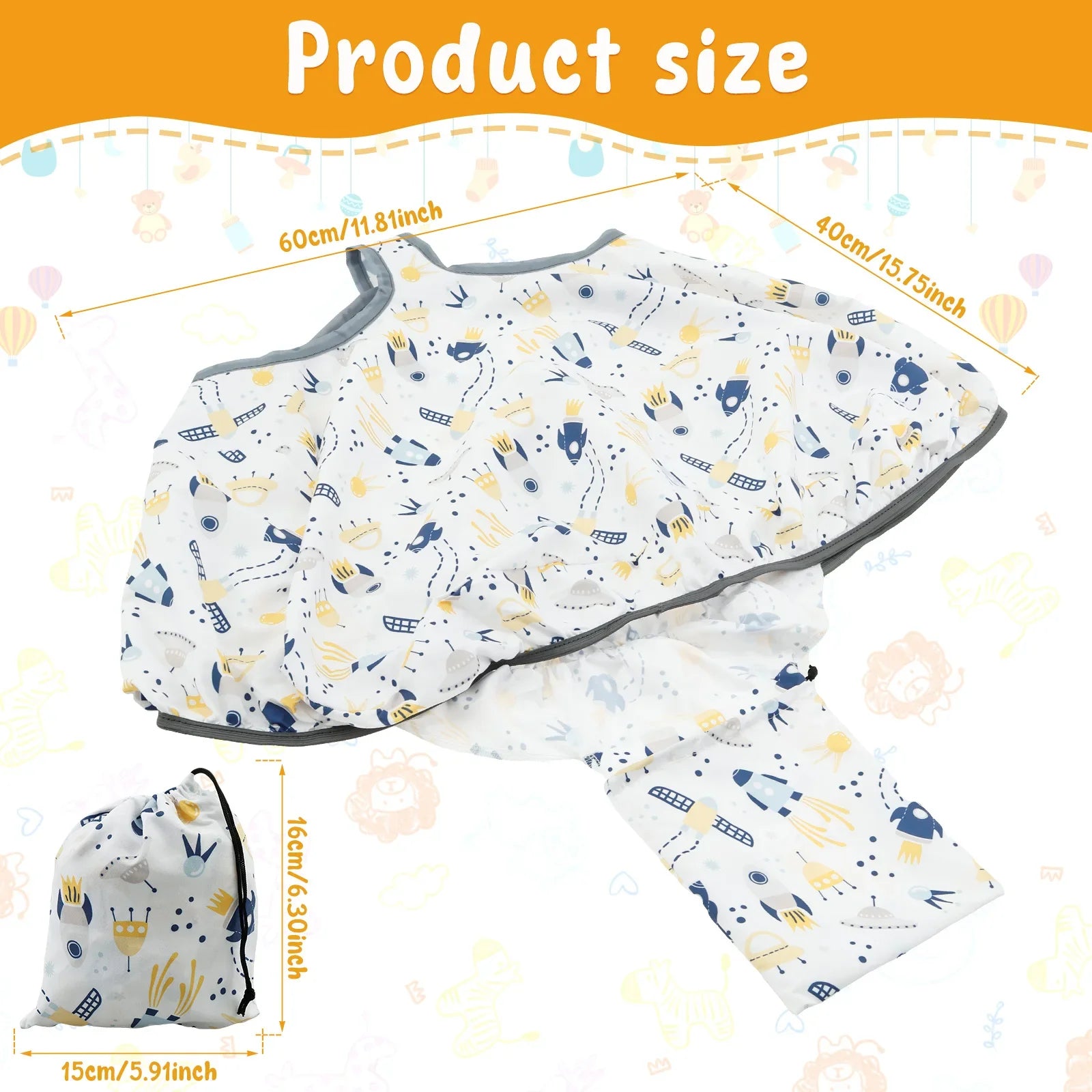 Baby Shopping Cart Seat Cover Polyester Waterproof Carton Style Baby Safety Cart Cover Comfortable Children Anti-Dirty Seat Pad