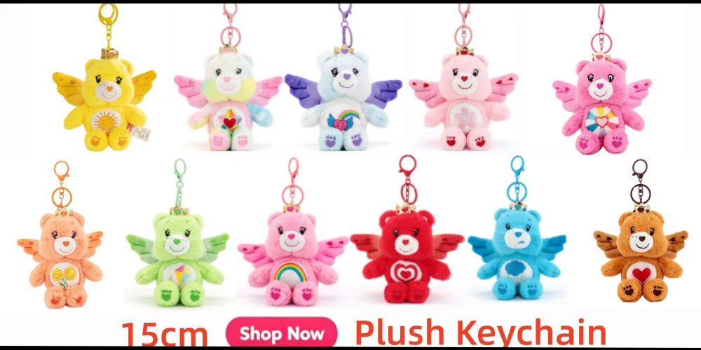 Care Bears Cousins Plush Keychain 15cm Animal Doll Pendant Cartoon Stuffed Toy Keyring Bags Decor Gift Plushie Charms Accessorie
