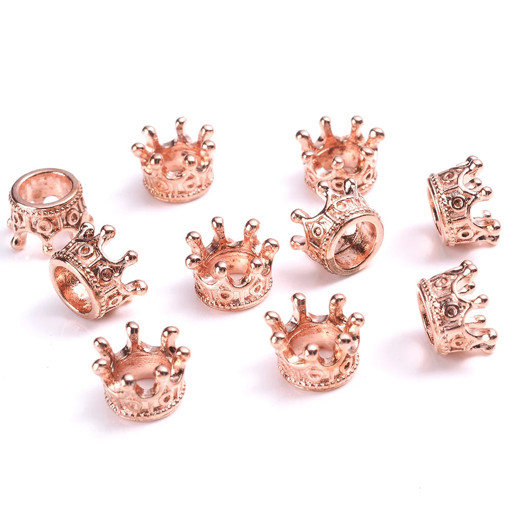 10/20/50pcs Crown Shape Charms End Bead Caps Plated Gold Silver Alloy Crown Accessories Bead For Jewelry Diy Bracelet 6x9/12mm