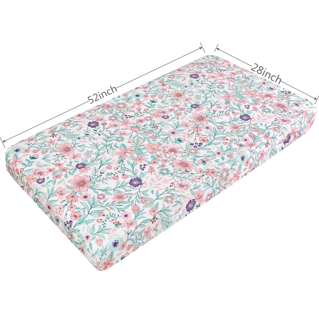 4Pcs Flower Giraffe luxury Baby Girl Cot Bedding Crib Set Cunas para Bebes (Comforter Fitted Sheet Crib Skirt Blanket)