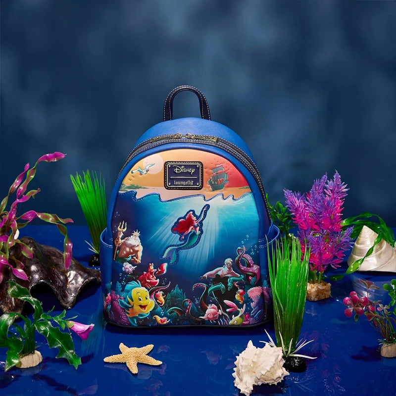 New Loungefly Disney Little Mermaid Snow Globe Sequin Mini Backpack