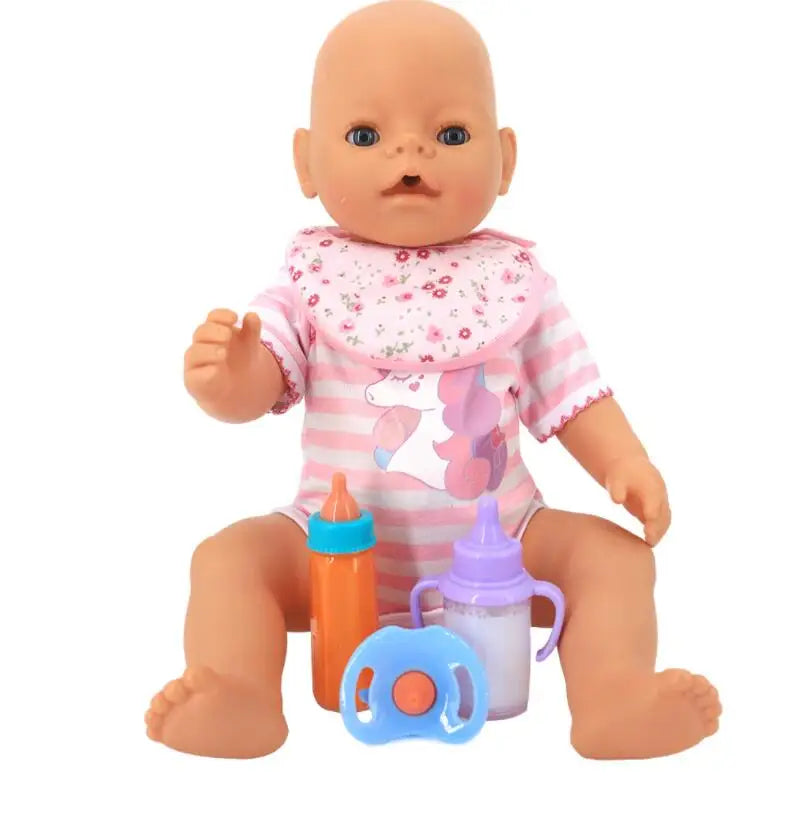 Large size Baby Doll Feeding Bottle Set Baby Care Toy Stroller 2pcs Milk And Juice Bottles With Toy Pacifier For Baby Dolls
