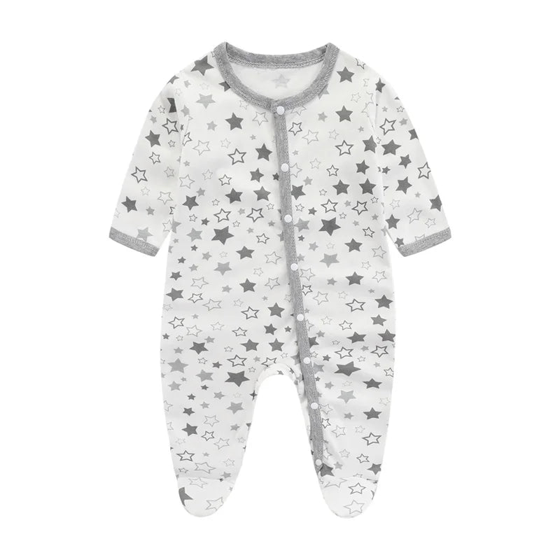Newborn Bodysuit Cotton Autumn and Winter Long Sleeve Baby Onesies Soft Baby Clothes Footed Onesies Cartoon Boys Romper 0-9Month