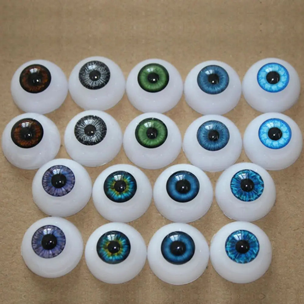 Realistic Half Round Doll Eyes Acrylic Grey and Brown Flat Back