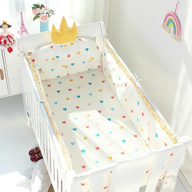 5pcs Nordic Crown Cushion Cot Bumpers Baby Bed Bedding Kit Baby Bedding Cotton Removable Washable Baby Crib Side Protector Set