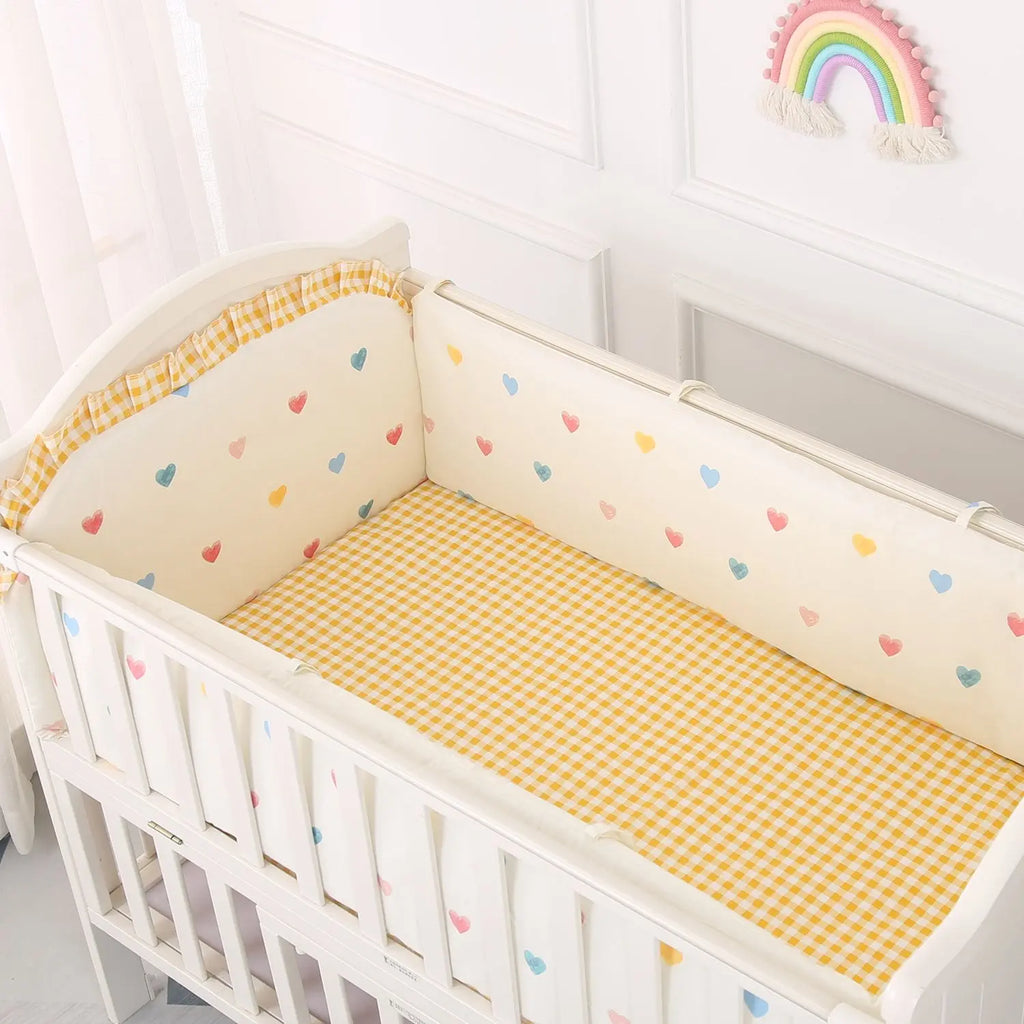 Cartoon Crib Liner 3D Mesh Cotton Baby Bed Bumper Baby Cot Bedding Sets Baby Bed Protector 5PCS Baby Bedding Set Bumpers+Sheet