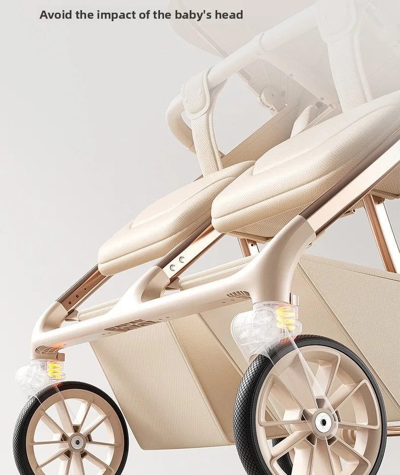 2025 New High-view Twin Baby Stroller Can Sit or Lie Down Baby Stroller Lightweight Foldable Double Baby Stroller