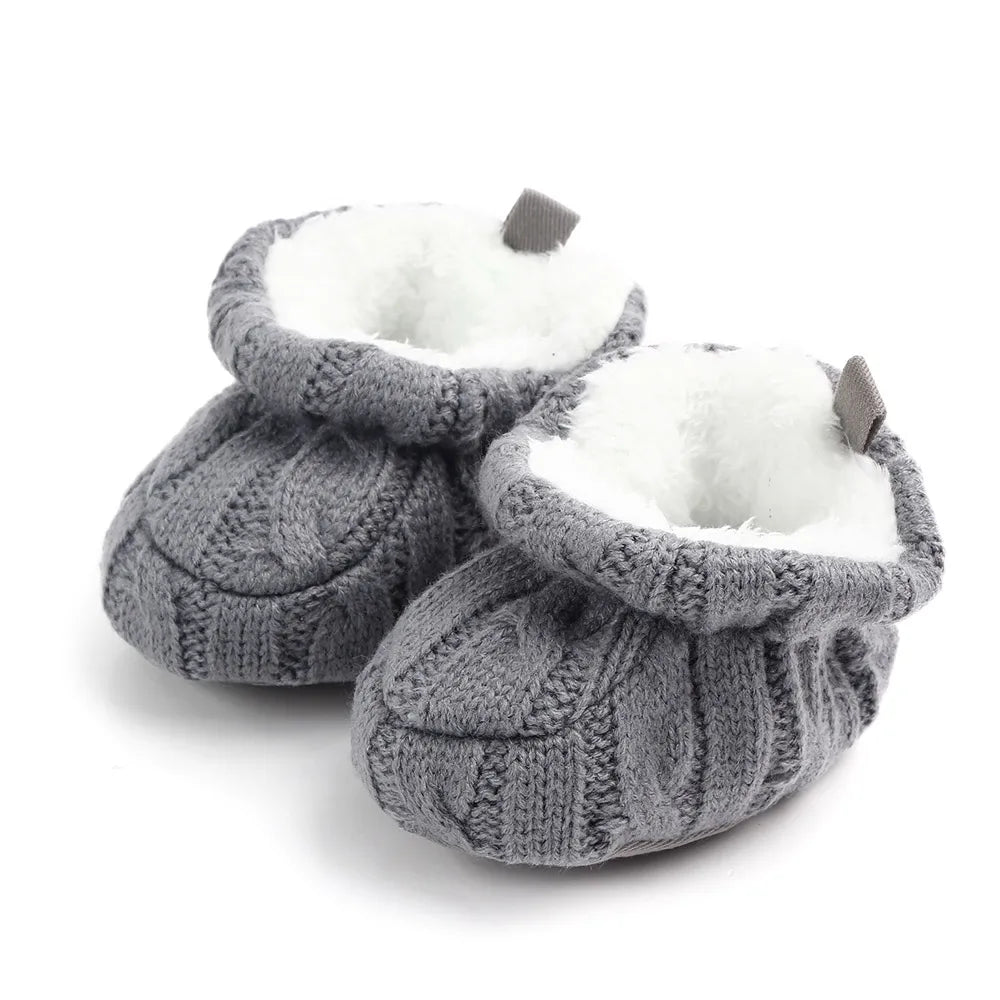 Baby Winter Shoes Knitted Fabric Soft Cotton Warm Infant Prewalking Shoes for Girls and Boys 0-12 Month Babies First Walking