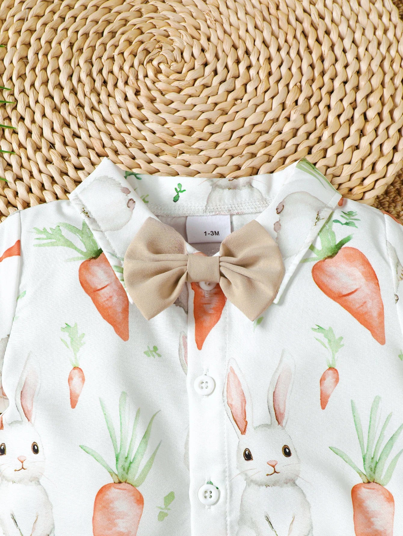 Baby Boy Easter Outfit Short Sleeve Shirt Carrot Print Top with Shorts Spring Summer Two-Piece Set for Little Gentlemen