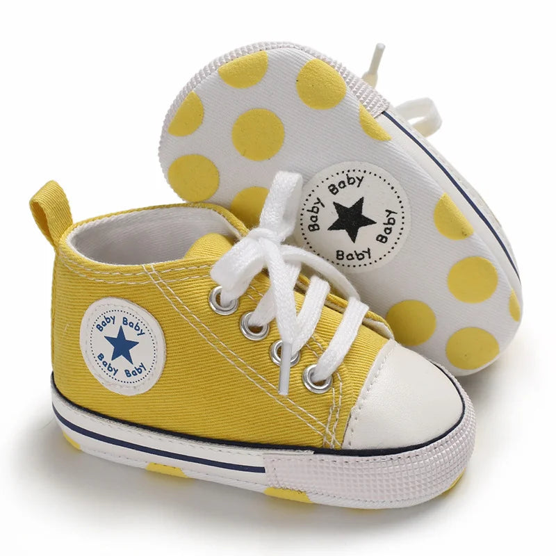 0-18M Baby Canvas Shoes Men and Women Multicolour Classic Baby Casual Shoes Anti-slip Soft Sole First Pair Toddler Infant Shoes