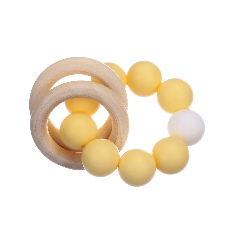Wearable Teether Bracelet Wooden and Silicone Multicolour BPA Free