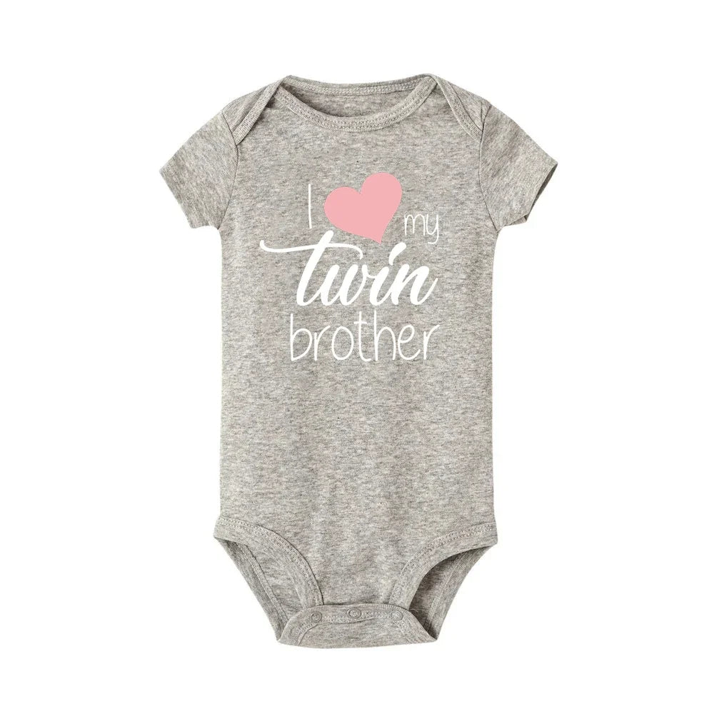 Twins Infant Bodysuit I Love My Twin Sister Brother Unisex Short Sleeve Newborn Romper Baby Gift