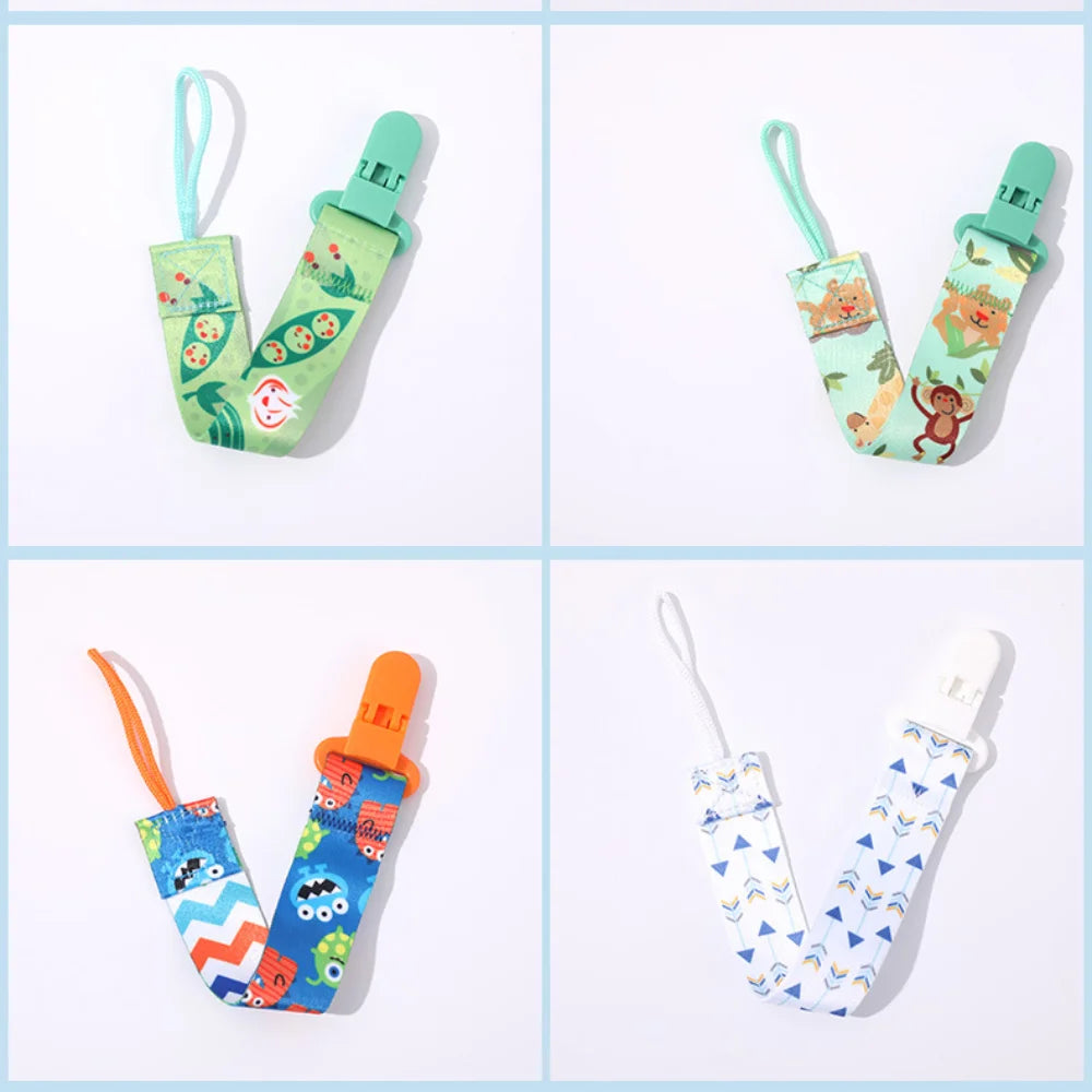 Cute Cartoon Baby Pacifier Clips Ribbon Adjustable Dummy Clip Anti-drop Buckle Strap Fixed Button Pacifier Chain