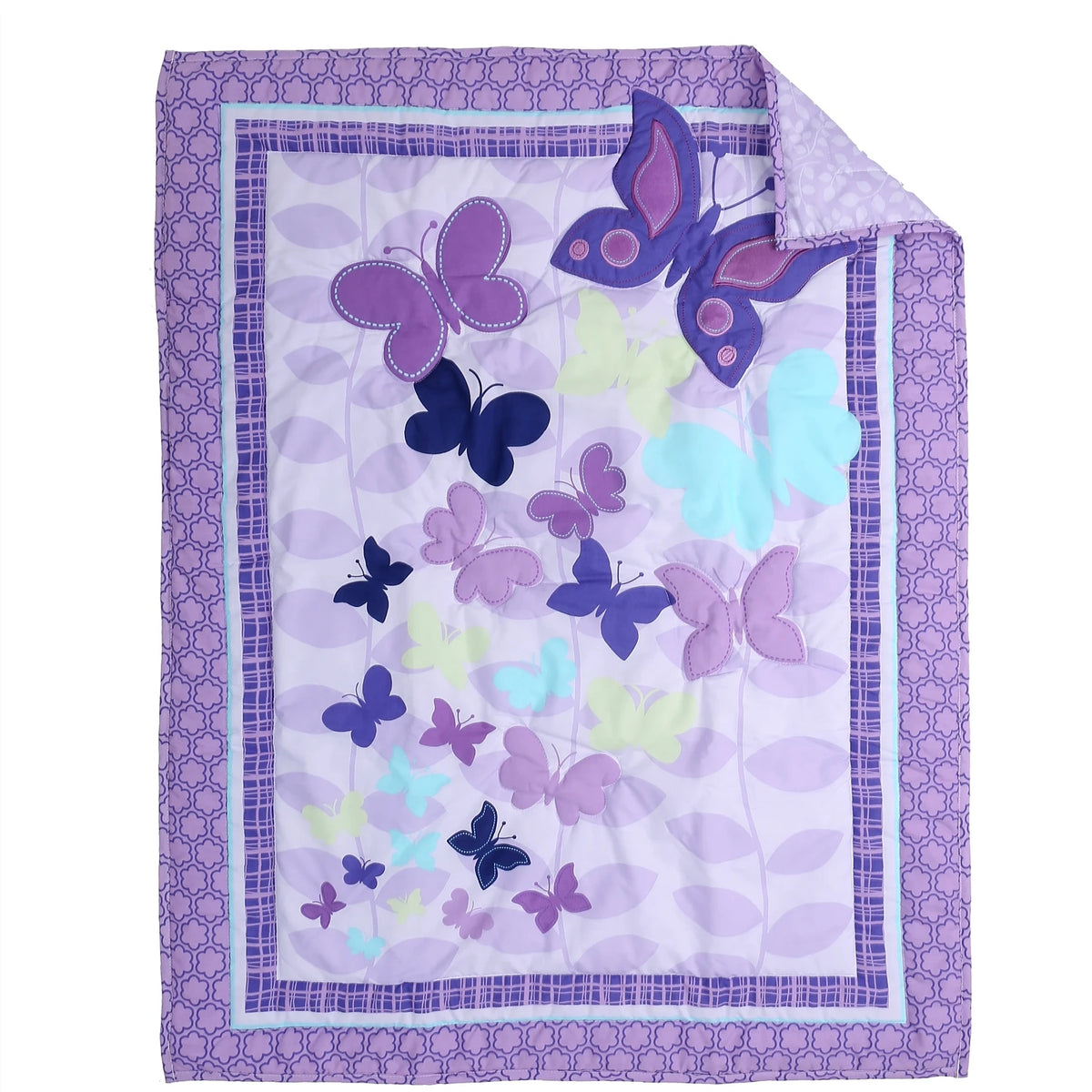 Crib Bedding Set Cotton Purple Elastic Fitted Sheet for Standard Cribs