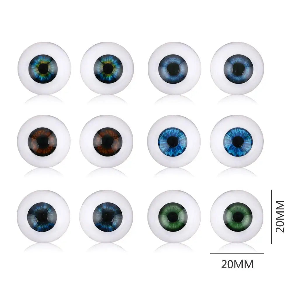 Realistic Half Round Doll Eyes Acrylic Grey and Brown Flat Back