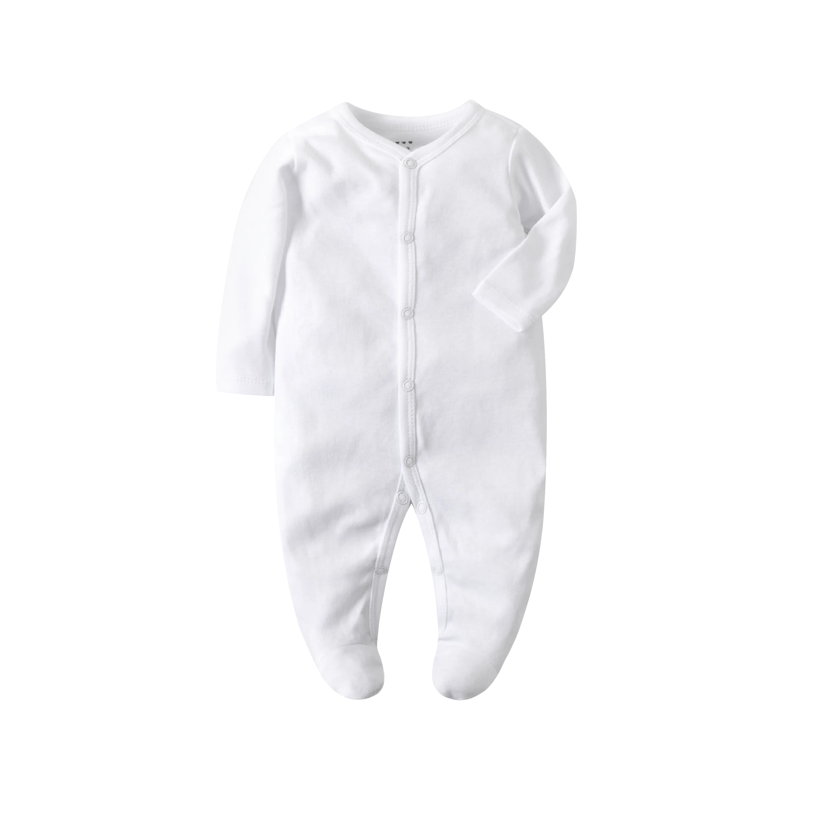 Newborn Footed Pajamas Zipper Girl and Boy Romper Long Sleeve Jumpsuit Cotton Solid White Fashion 0-12 Months Baby Clothes