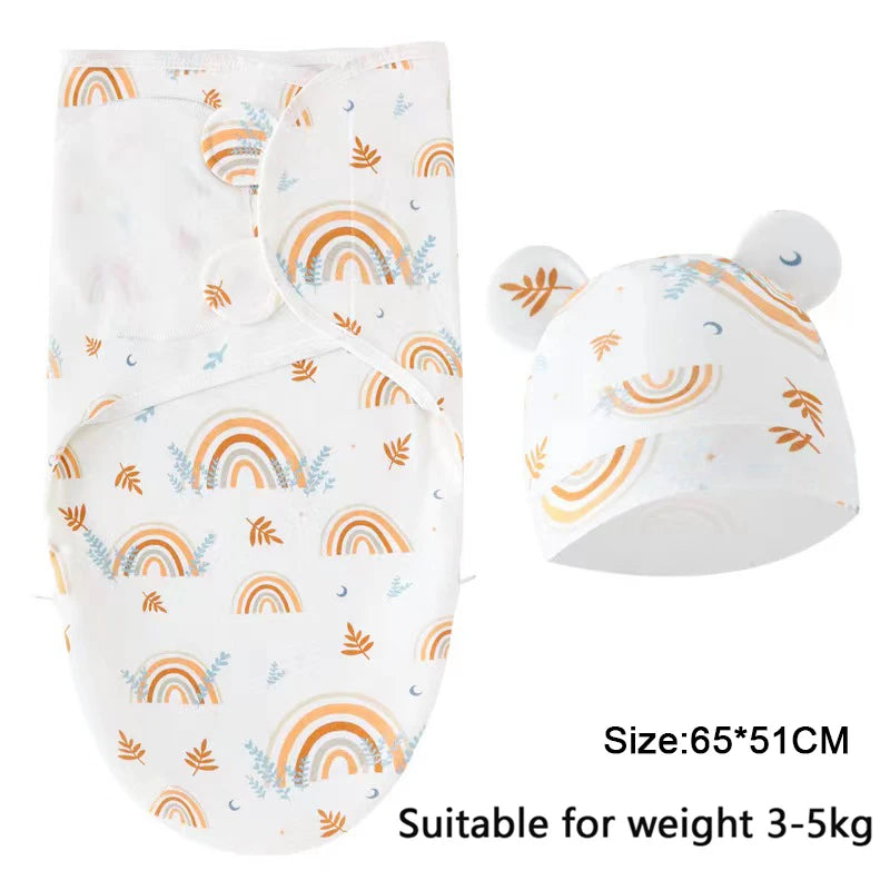 Baby Blanket And Hat Set 100 Percent Cotton Cartoon Animal Print
