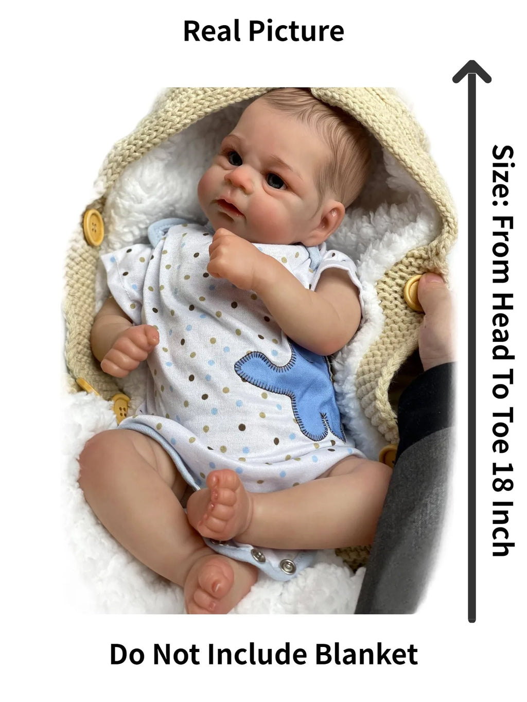 Reborn Doll Vinyl Lifelike 18-Inch Handmade Soft Cloth Body