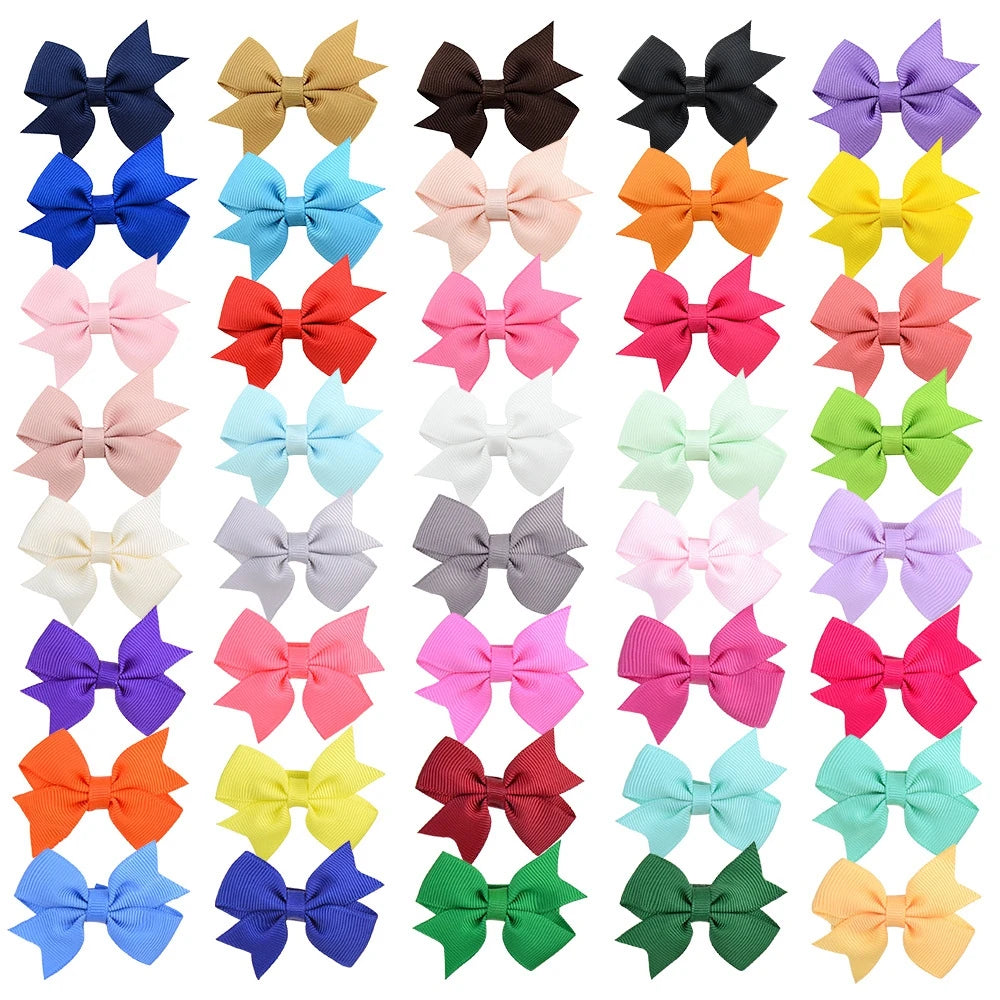 20PCS 2.2'' Baby Hair Clips Newborn Girls Fully Lined Tiny Hair Bows Alligator Clips for Infants Toddlers Photography Props