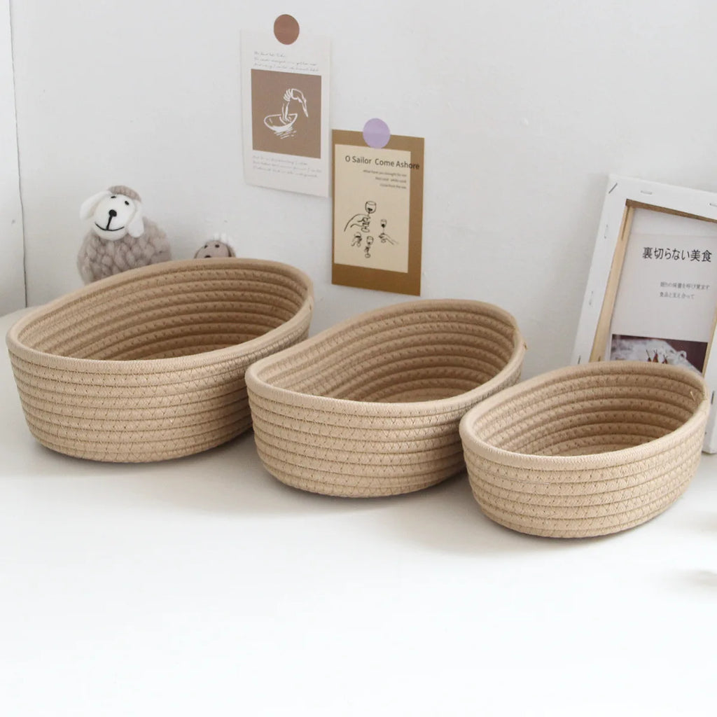 1PCS Nordic Cotton Rope Storage Baskets Woven Desktop Sundries Kids Toys Organizer Box Baby Dirty Clothes Laundry Basket Hamper