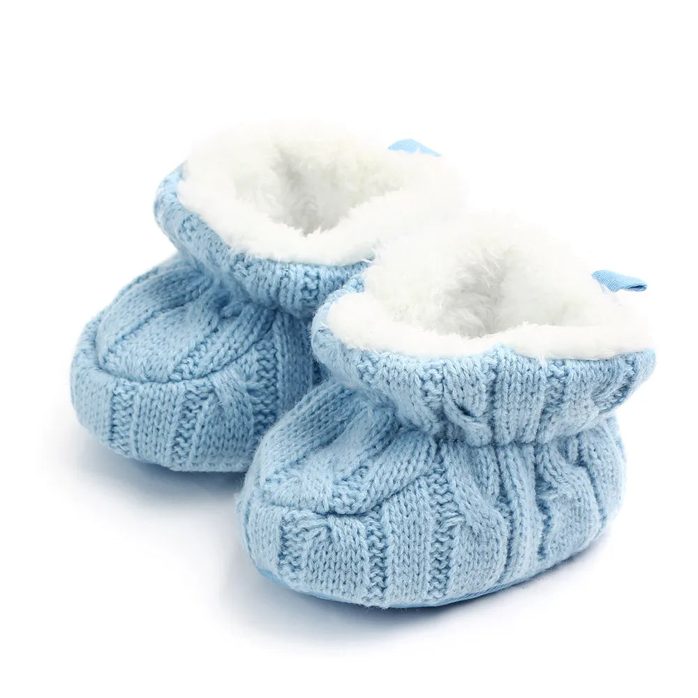 Baby Winter Shoes Knitted Fabric Soft Cotton Warm Infant Prewalking Shoes for Girls and Boys 0-12 Month Babies First Walking