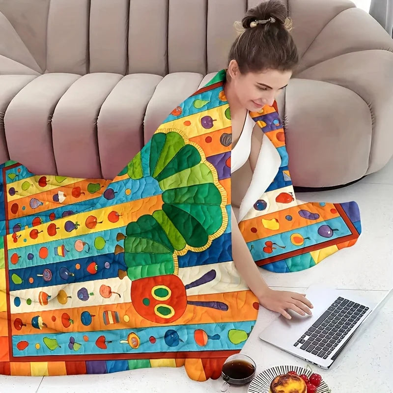 1PC Very Hungry Caterpillar Blanket 2D Printed Soft Cozy Flannel Throw Blanket for Bed Couch Sofa Nursery Warm Blanket Gift