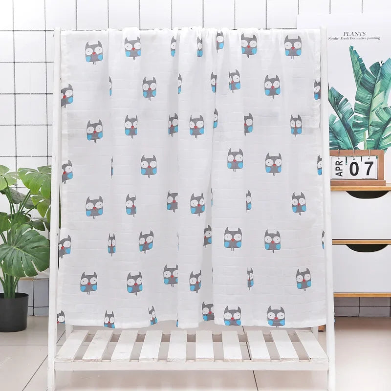 110*120cm Soft Muslin Cotton Baby Blanket Bamboo Cotton Blanket Wrap Cute Cartoon Newborn Blankets Infant Wrap Sleepsack