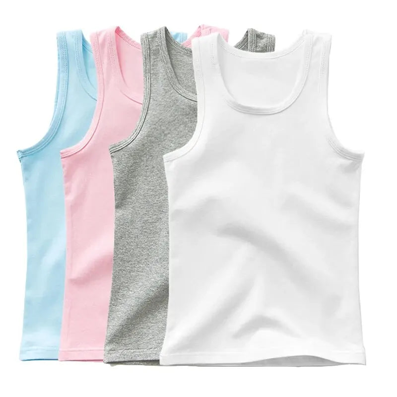 Kids Sleeveless Tank Top – Solid Colours, 3–14 Years