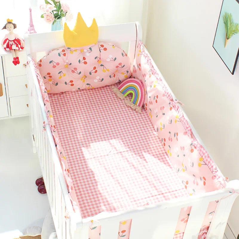 5pcs Nordic Crown Cushion Cot Bumpers Baby Bed Bedding Kit Baby Bedding Cotton Removable Washable Baby Crib Side Protector Set