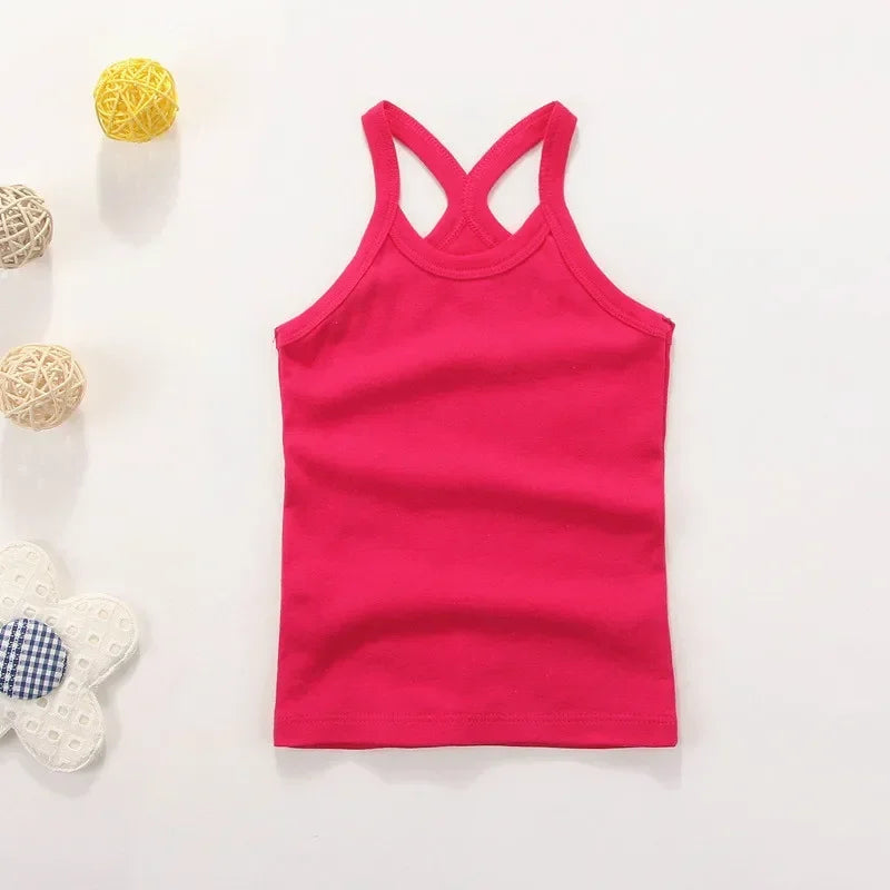 Kids Cotton Sleeveless Tank Top – Solid Colours, 2–11 Years