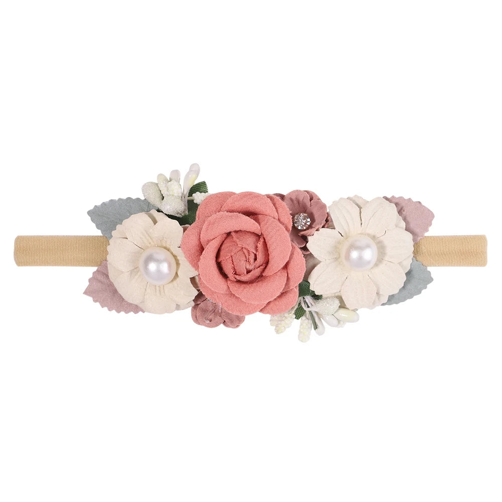 Headband Canvas And Nylon Elastic Artificial Flower Snag-Free