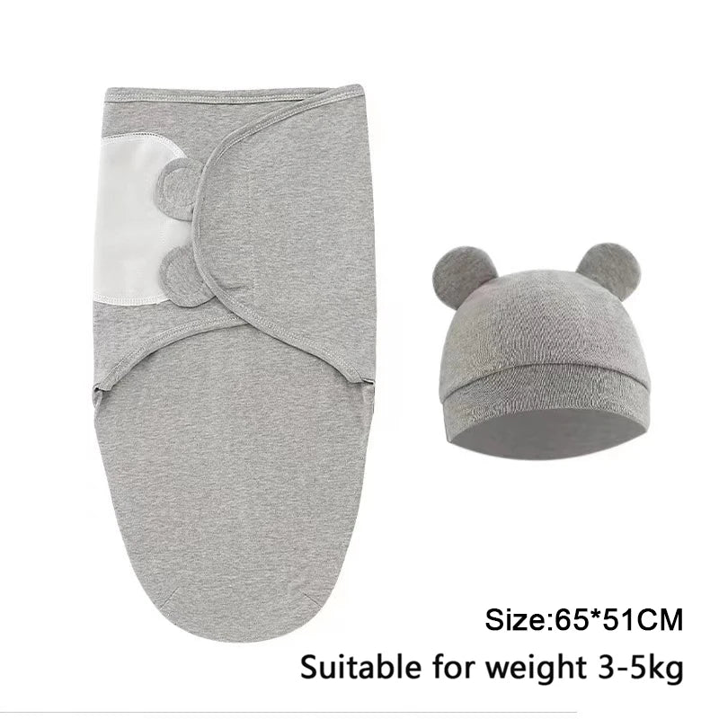 Baby Blanket And Hat Set 100 Percent Cotton Cartoon Animal Print