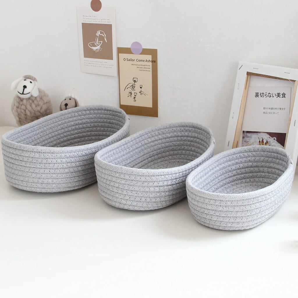1PCS Nordic Cotton Rope Storage Baskets Woven Desktop Sundries Kids Toys Organizer Box Baby Dirty Clothes Laundry Basket Hamper