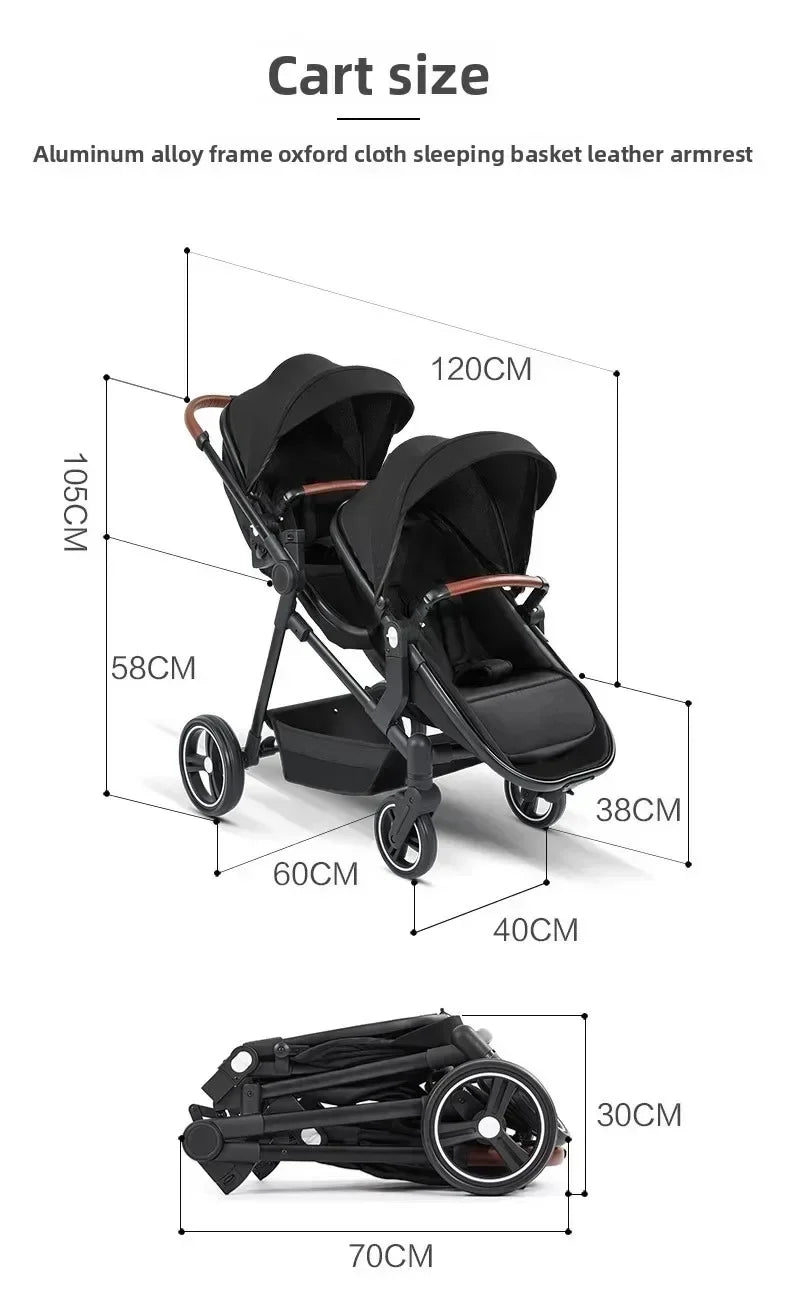 3in1 Twins baby stroller with car seat Lightweight small folded carry on baby carriage multifunctional baby strollers