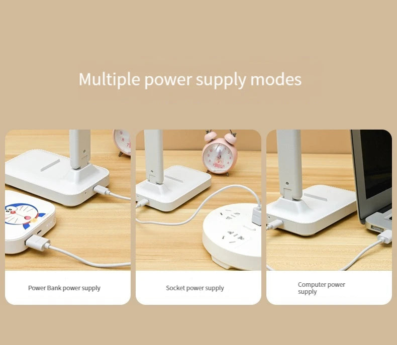 Plastic Desk Lamp With Eye Protection Foldable USB Dimming