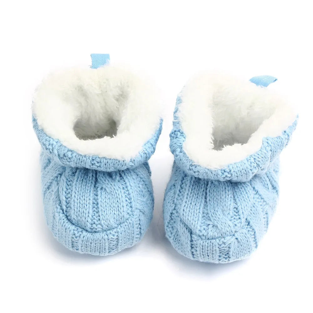 Baby Winter Shoes Knitted Fabric Soft Cotton Warm Infant Prewalking Shoes for Girls and Boys 0-12 Month Babies First Walking