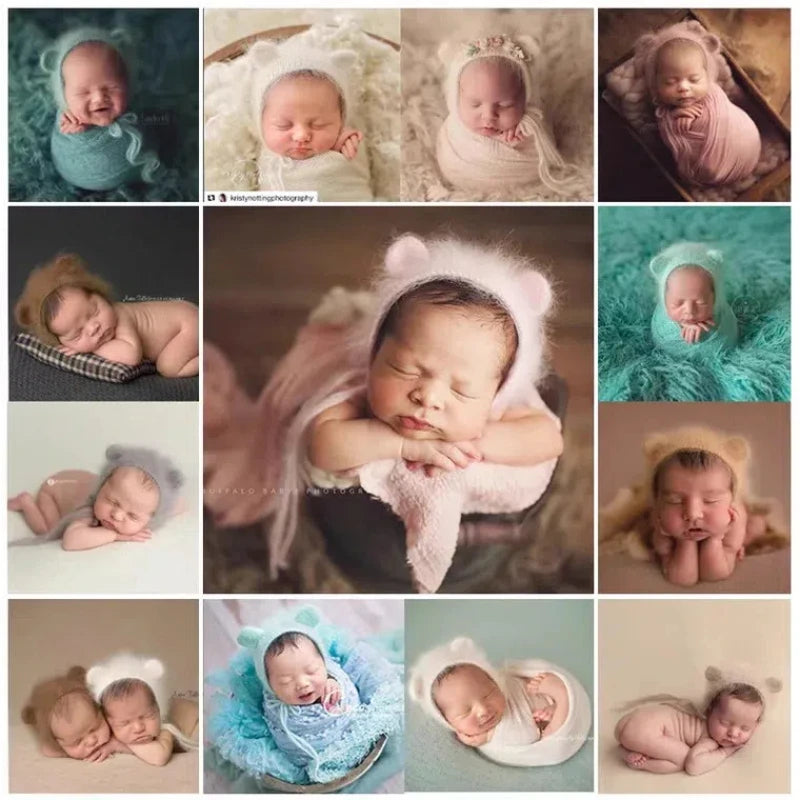 Newborn Cute Little Bear Hat Newborn Photography Props Knit Baby Girl Boy Bear Hat Baby Photography Props Aceessries