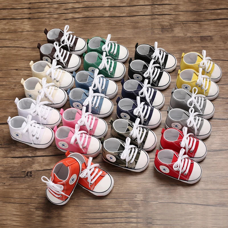 0-18M Baby Canvas Shoes Men and Women Multicolour Classic Baby Casual Shoes Anti-slip Soft Sole First Pair Toddler Infant Shoes