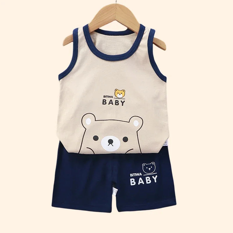 Kids Cotton Vest & Shorts Set – Summer Outfit, 9M–7Y