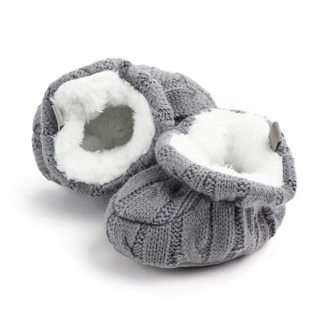 Baby Winter Shoes Knitted Fabric Soft Cotton Warm Infant Prewalking Shoes for Girls and Boys 0-12 Month Babies First Walking