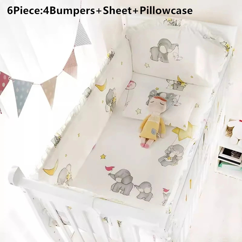 Cartoon Cotton Bedding Set 6-Piece Or 9-Piece Fits 120x60-120x70